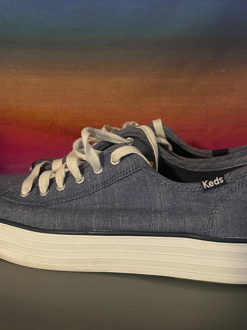 Keds Jump Kick Duo Chambray Blue Platform Sneakers Lace Up Women’s 8